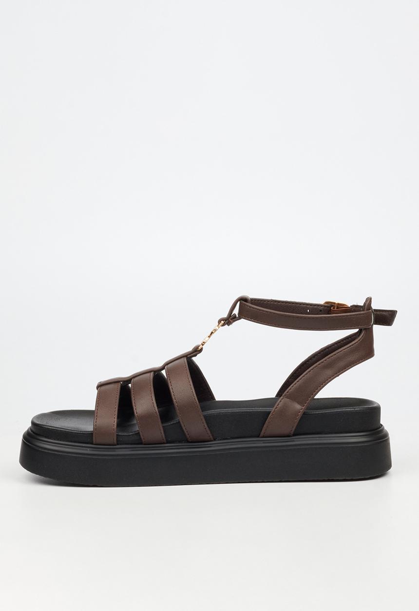 Rock & Co - Absolut 15 gold trim chunky sandal - chocolate