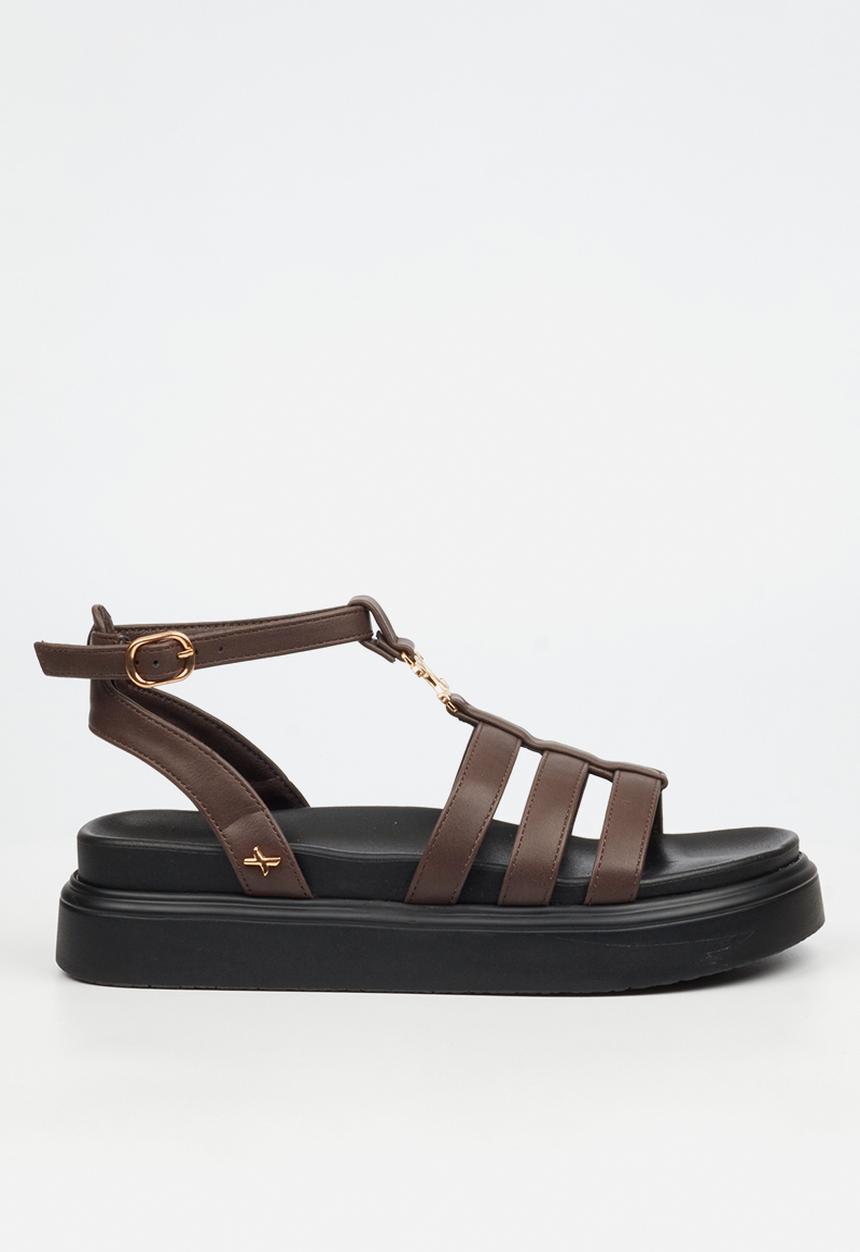Rock & Co - Absolut 15 gold trim chunky sandal - chocolate