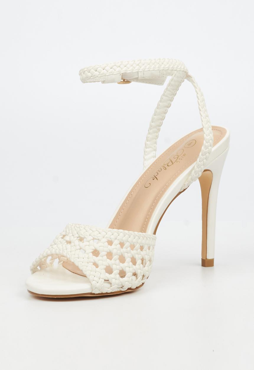 Miss Black - Jazz 52 ankle-strap macrame heel - white