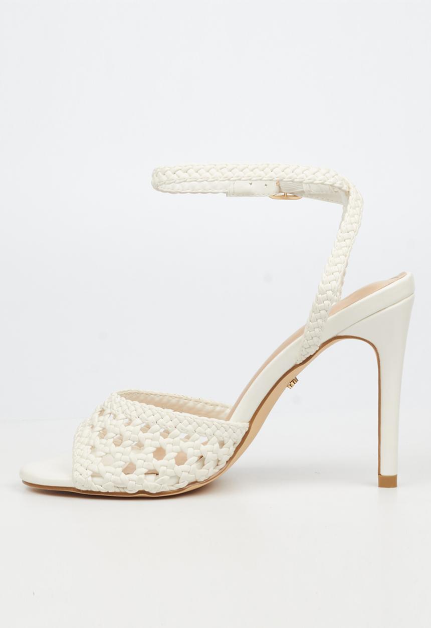 Miss Black - Jazz 52 ankle-strap macrame heel - white