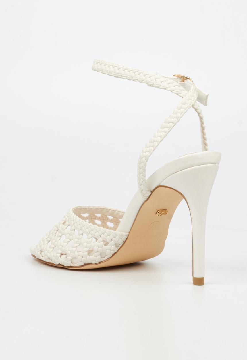 Miss Black - Jazz 52 ankle-strap macrame heel - white