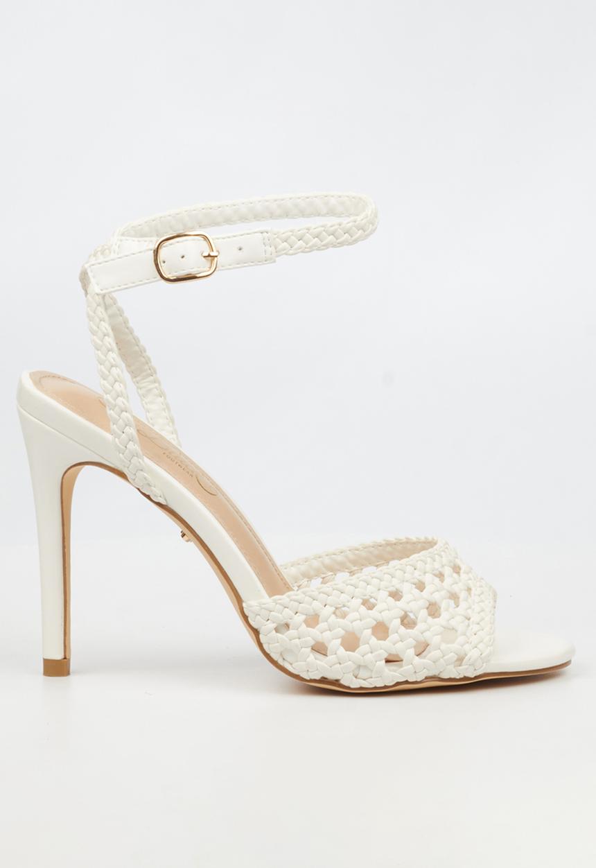 Miss Black - Jazz 52 ankle-strap macrame heel - white