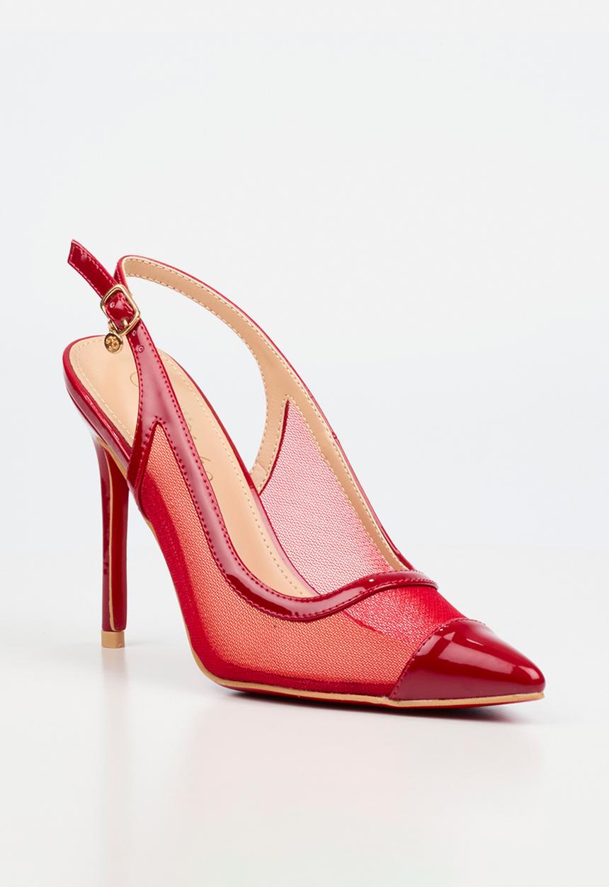 Miss Black - Lola 82 mesh gold chain slingback heel - red