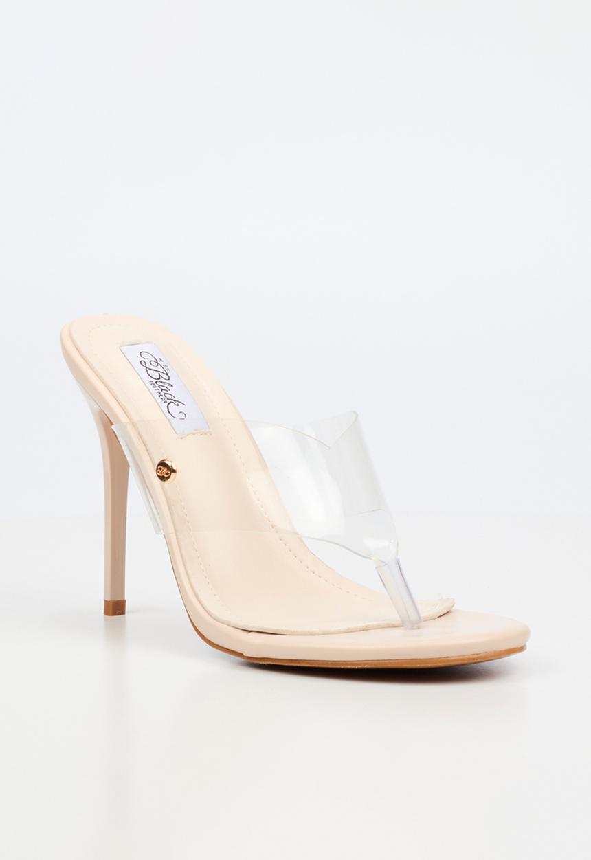 Miss Black - Nelly 9 vinyl strap heel - neutral