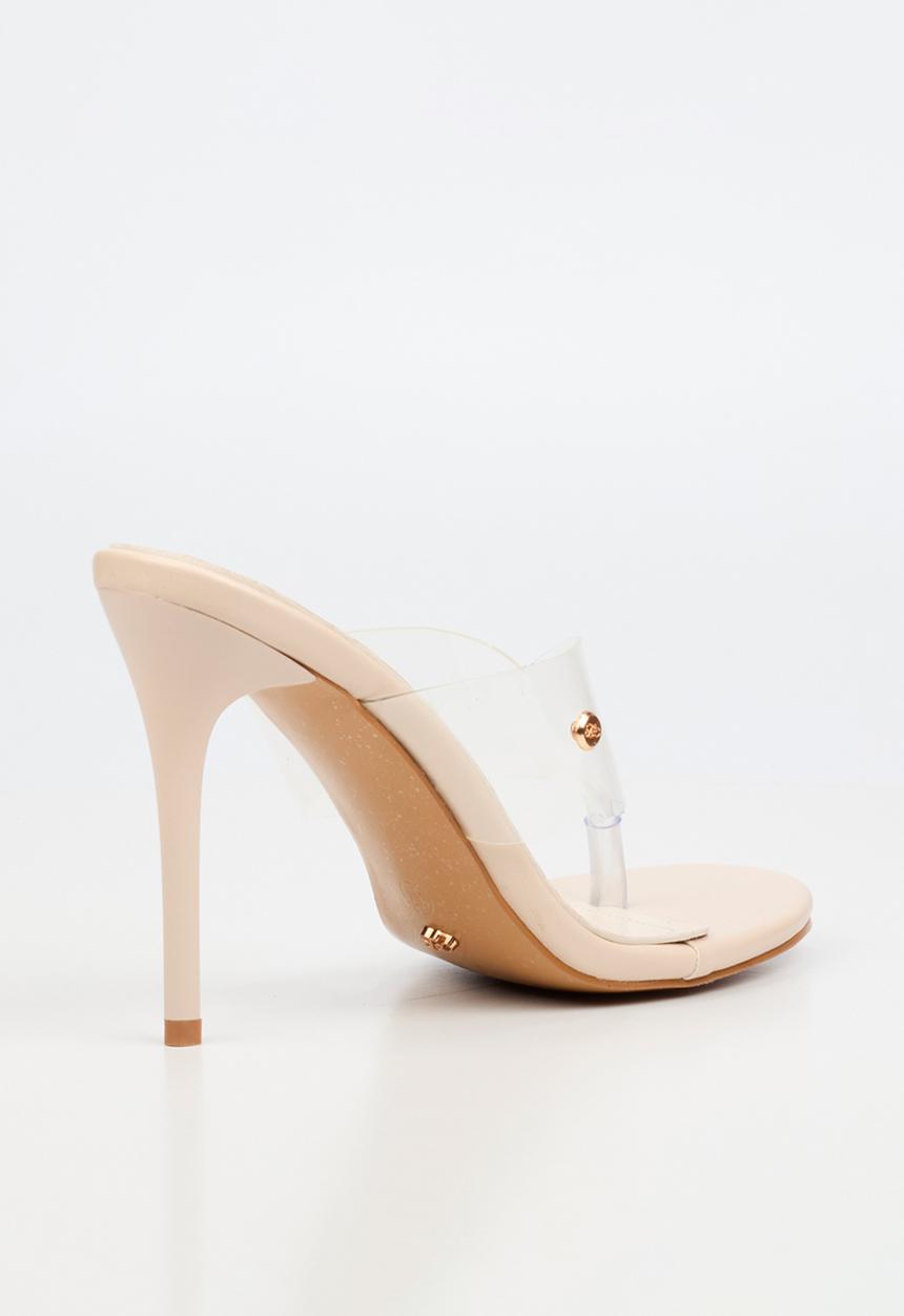 Miss Black - Nelly 9 vinyl strap heel - neutral