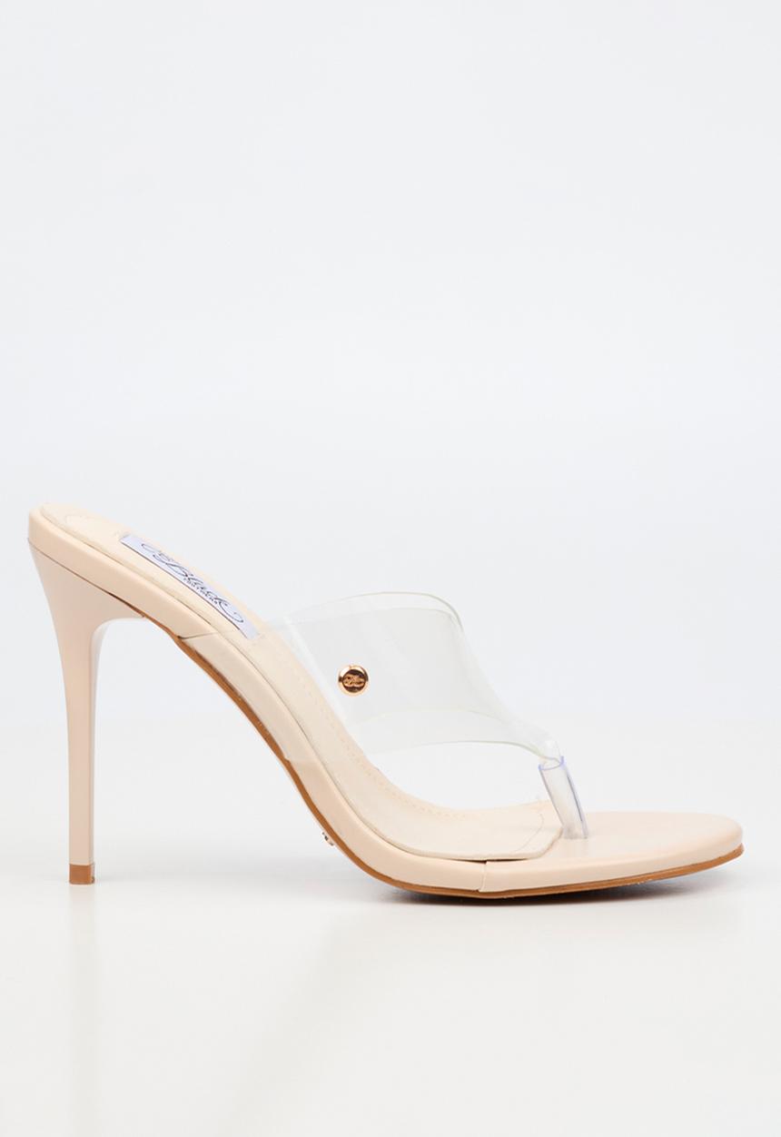 Miss Black - Nelly 9 vinyl strap heel - neutral