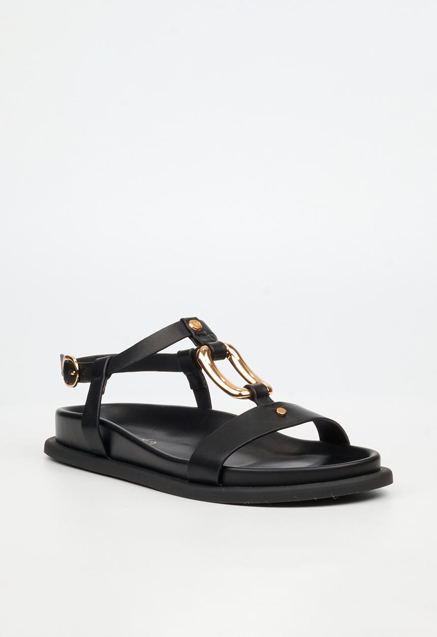 Miss Black - Polpetta 4 gold trim sandal - black