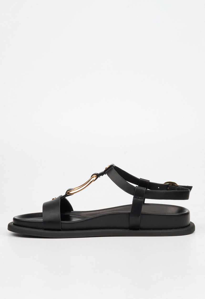 Miss Black - Polpetta 4 gold trim sandal - black