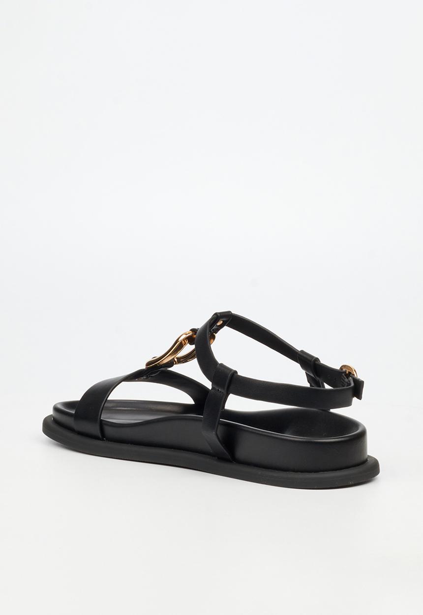 Miss Black - Polpetta 4 gold trim sandal - black