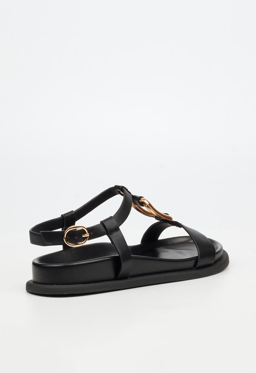 Miss Black - Polpetta 4 gold trim sandal - black