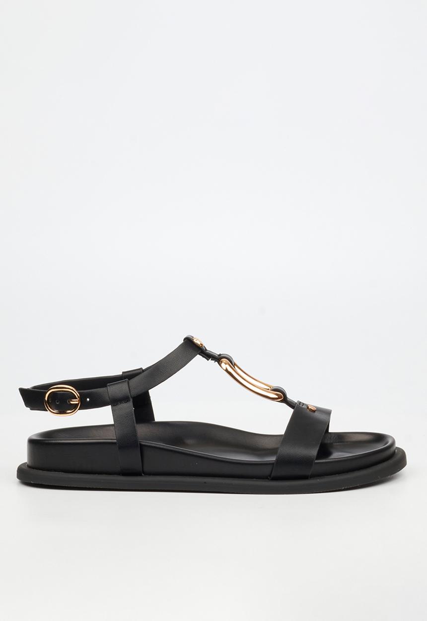Miss Black - Polpetta 4 gold trim sandal - black