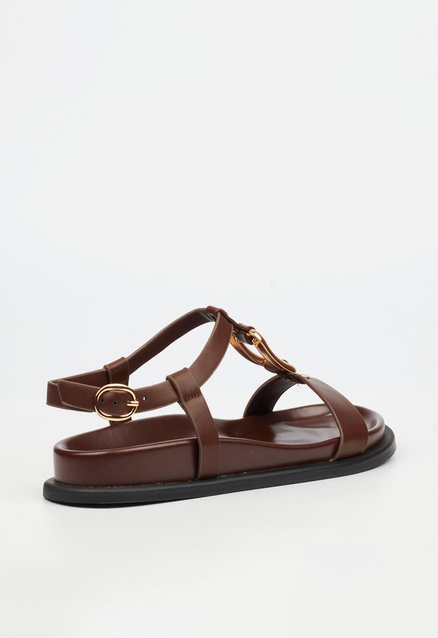 Miss Black - Polpetta 4 gold trim sandal - chocolate