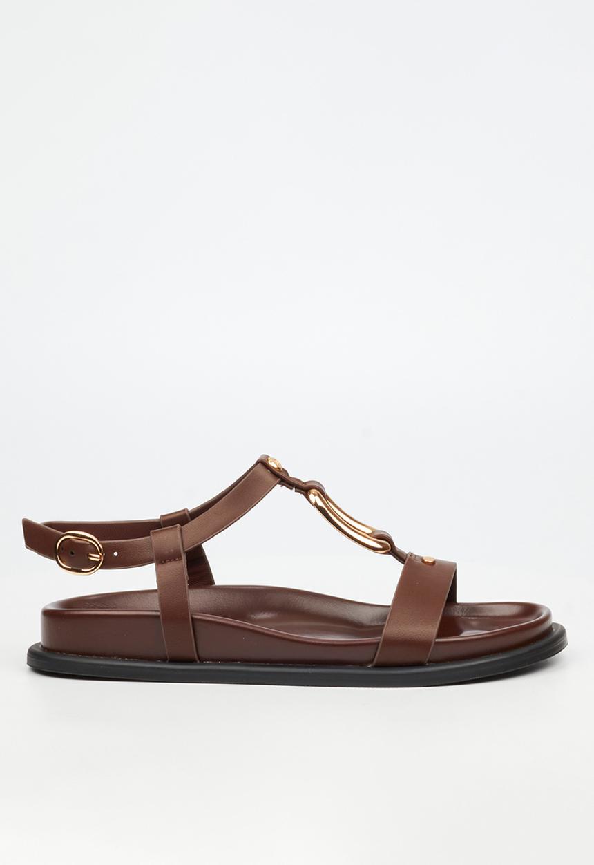 Miss Black - Polpetta 4 gold trim sandal - chocolate