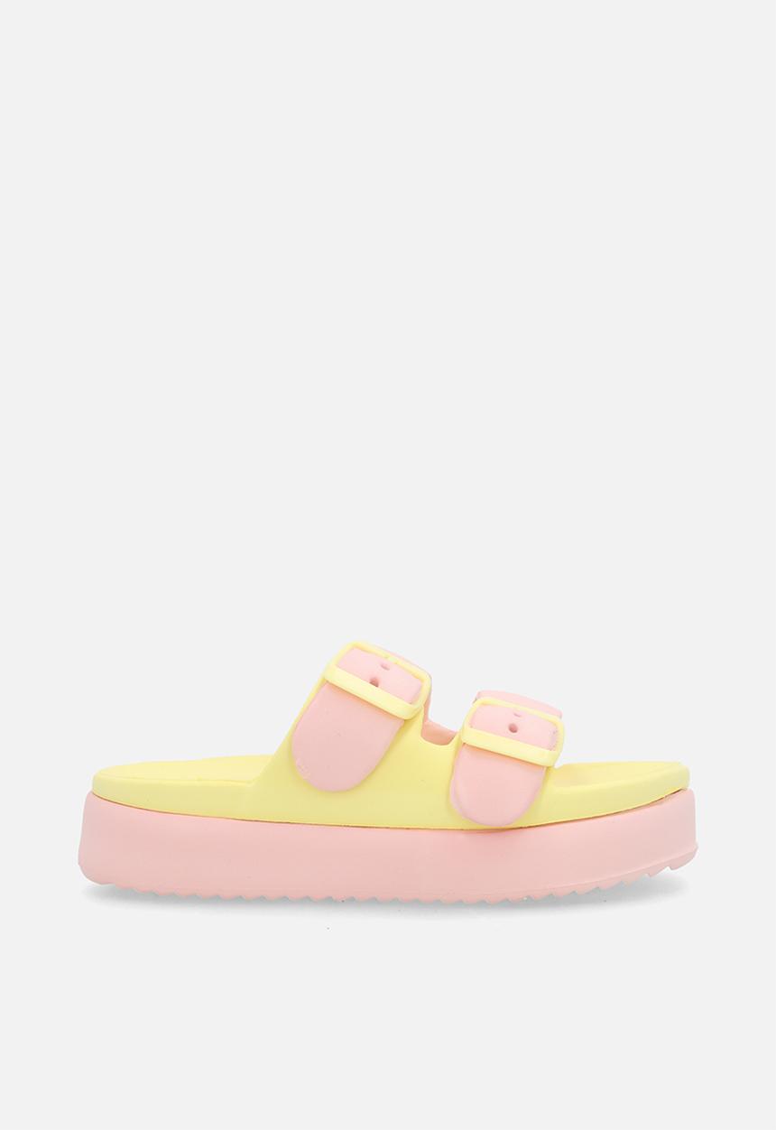 Pop Candy - Colour block platform slides - pink/multi