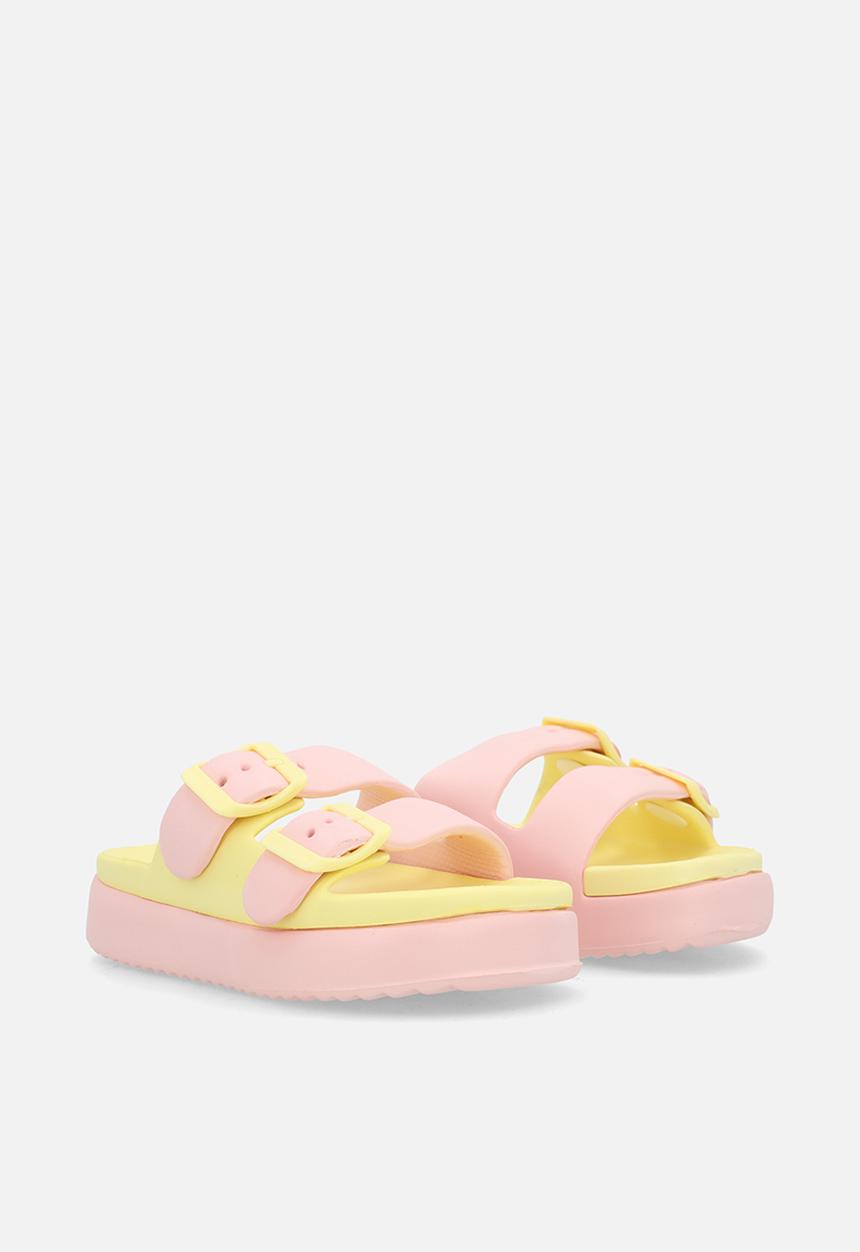 Pop Candy - Colour block platform slides - pink/multi
