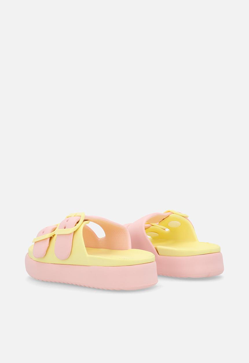 Pop Candy - Colour block platform slides - pink/multi