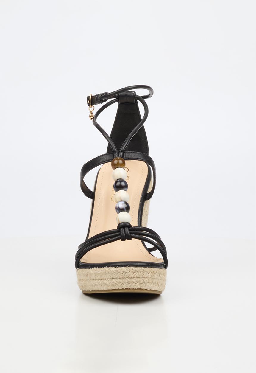Miss Black - Portia 1 beaded strappy wedge - black