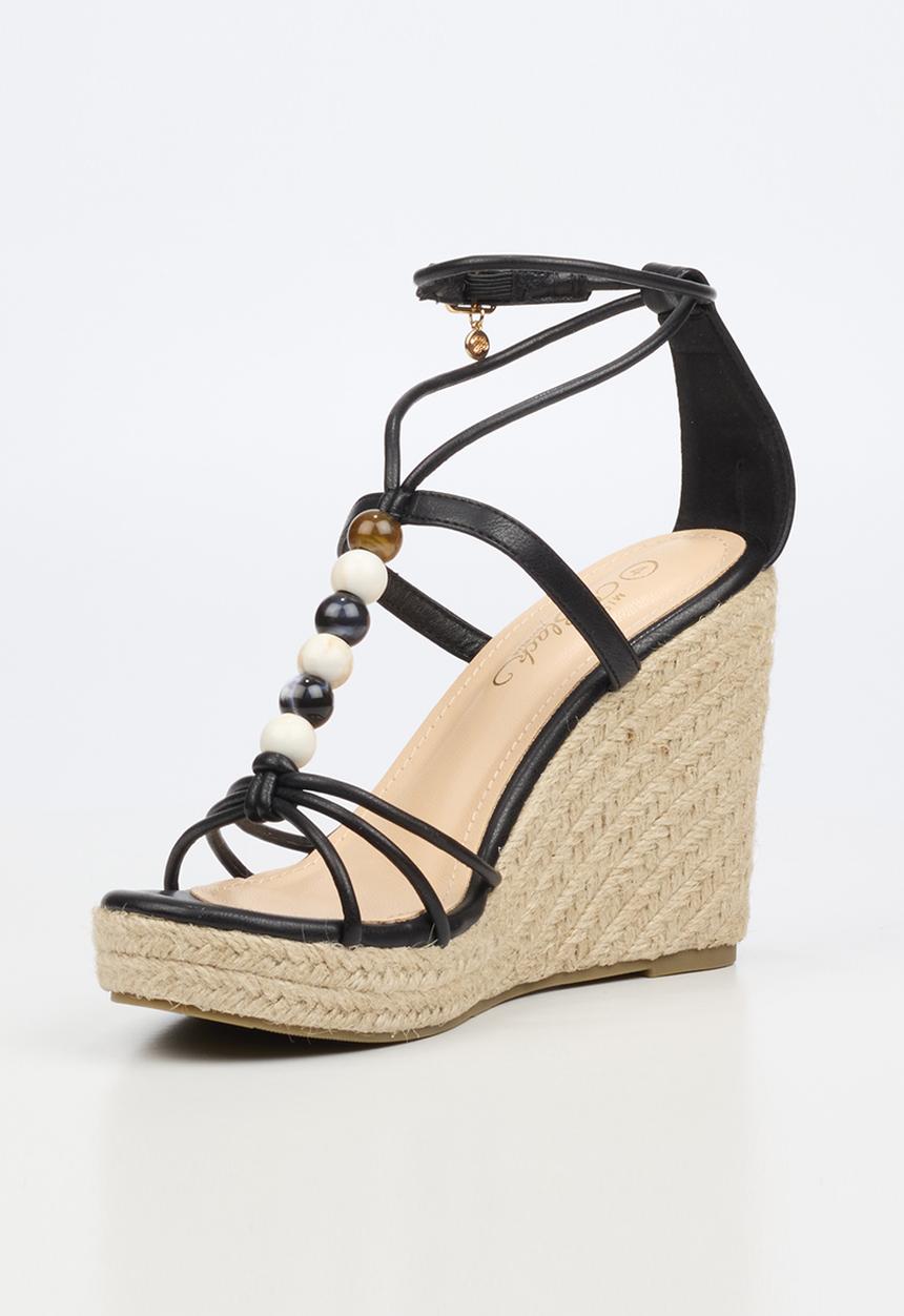 Miss Black - Portia 1 beaded strappy wedge - black