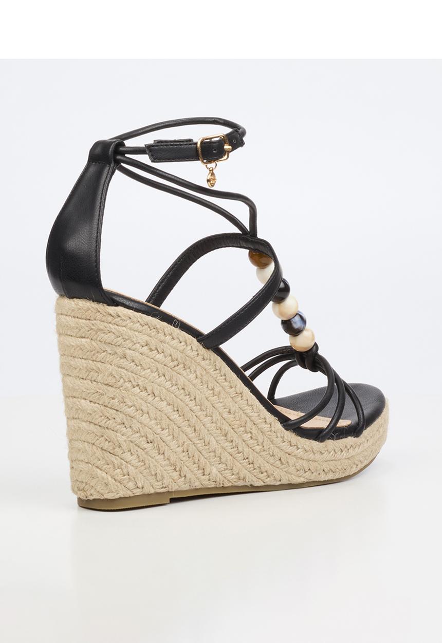 Miss Black - Portia 1 beaded strappy wedge - black