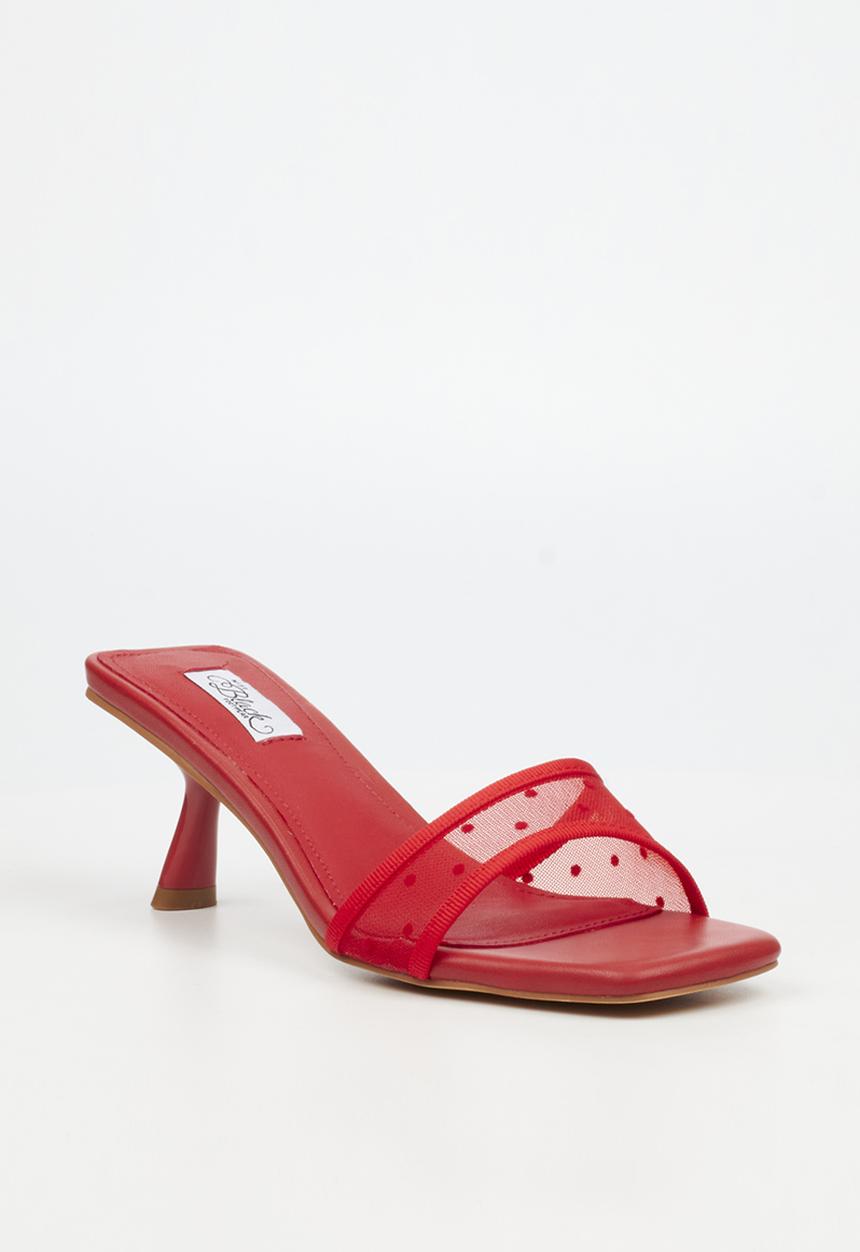 Miss Black - Serita 2 polka-dot mesh heel - red