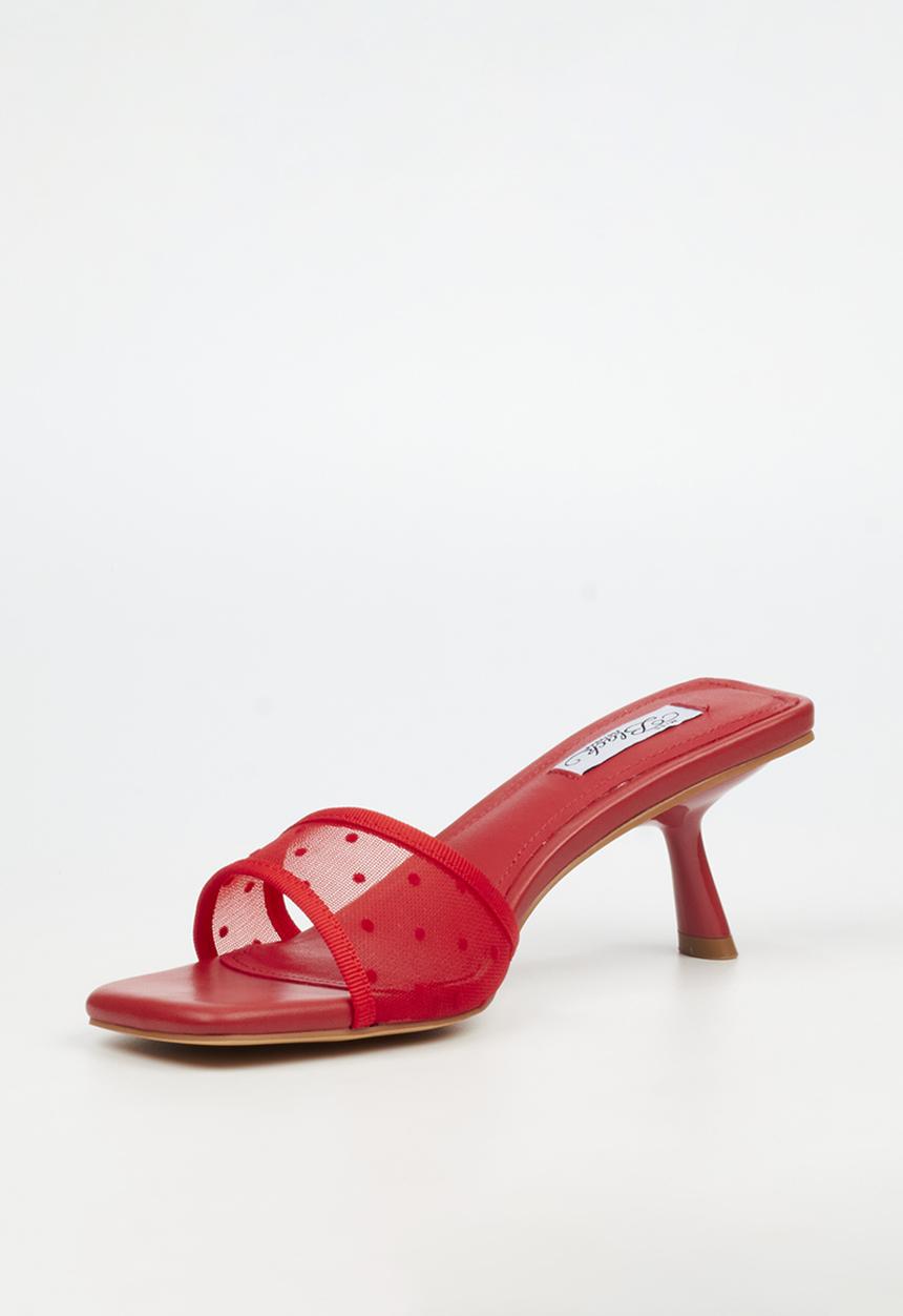 Miss Black - Serita 2 polka-dot mesh heel - red