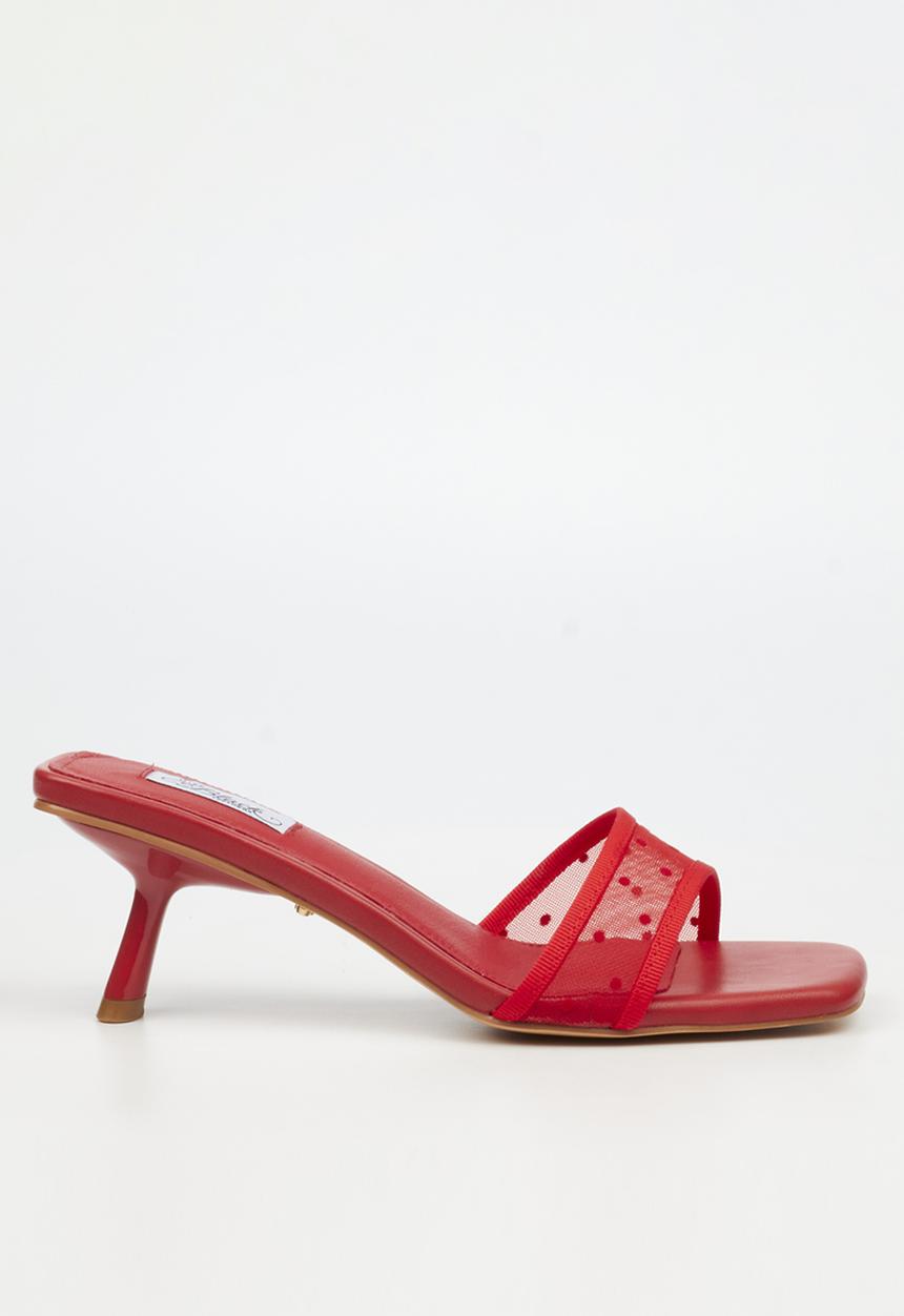 Miss Black - Serita 2 polka-dot mesh heel - red
