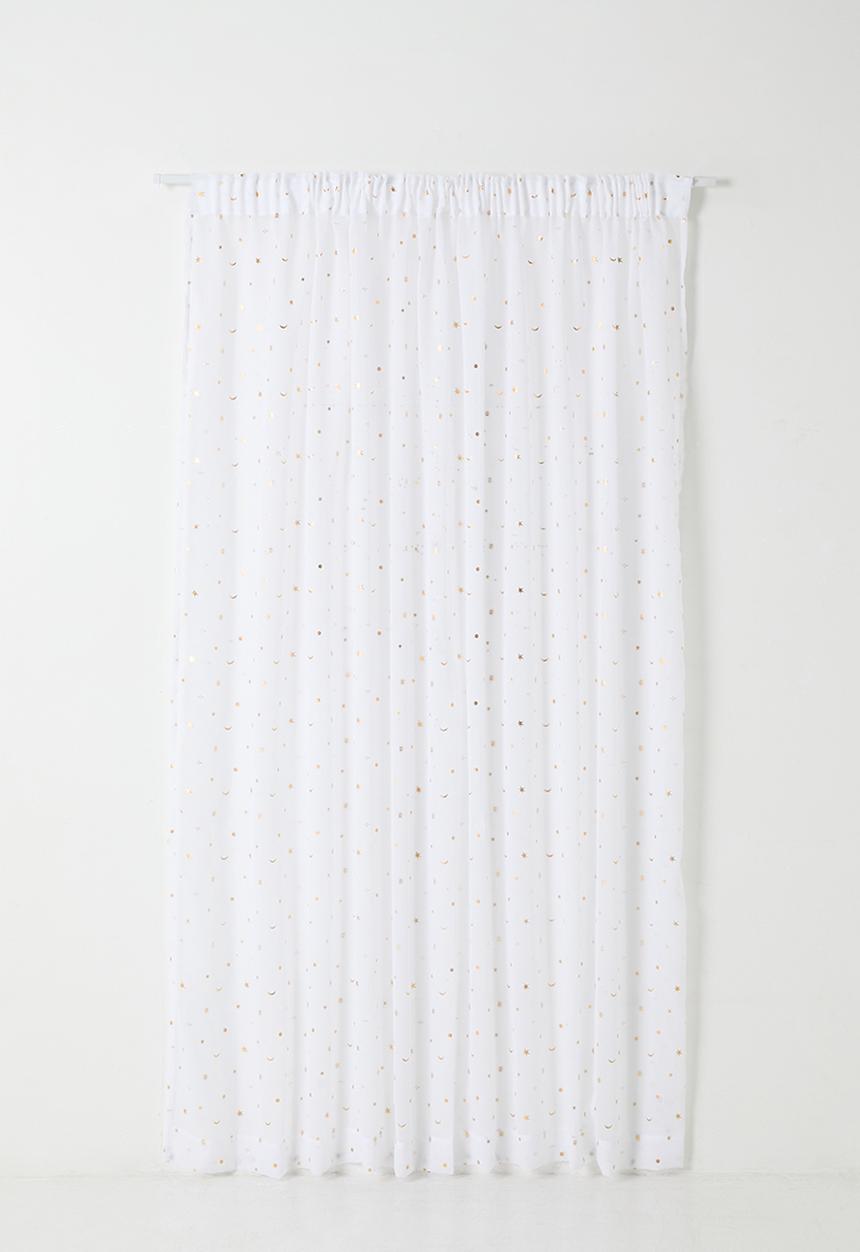 Sixth Floor - Sheer Taped Curtain - White & Gold