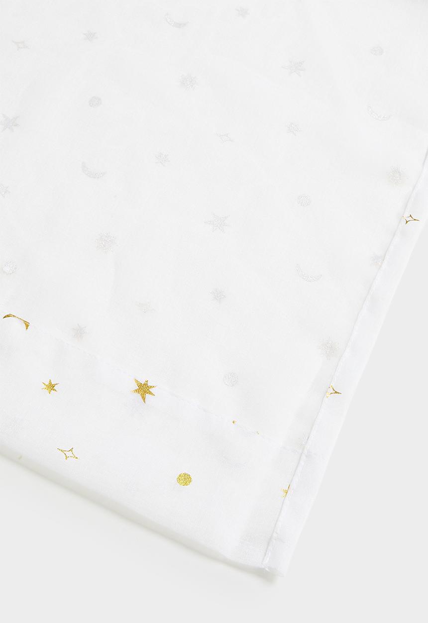 Sixth Floor - Sheer Taped Curtain - White & Gold