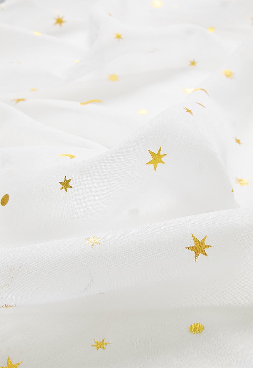 Sixth Floor - Sheer Taped Curtain - White & Gold