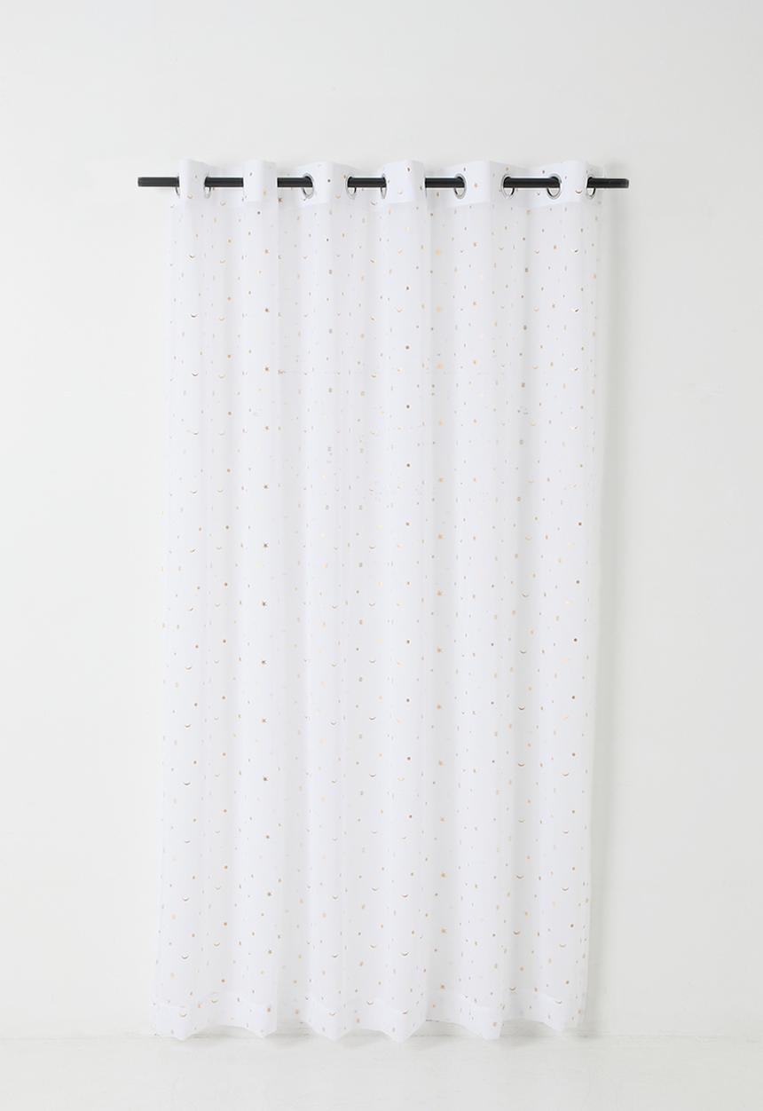 Sixth Floor - Sheer Eyelet Curtain - White & Gold