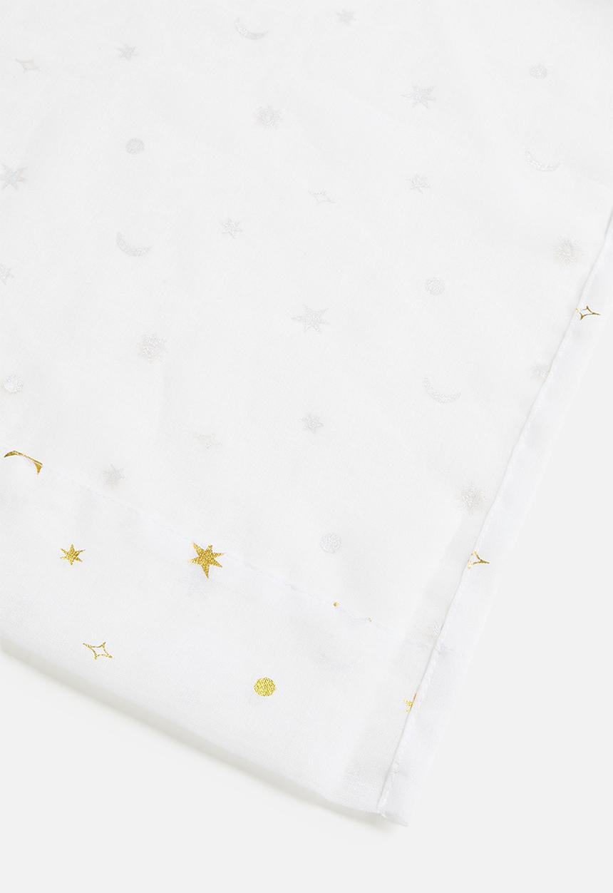 Sixth Floor - Sheer Eyelet Curtain - White & Gold