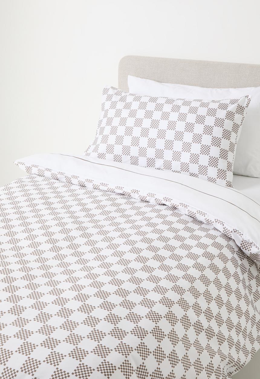 Sixth Floor - Distressed Check Super Soft Kids Duvet Set - Neutral