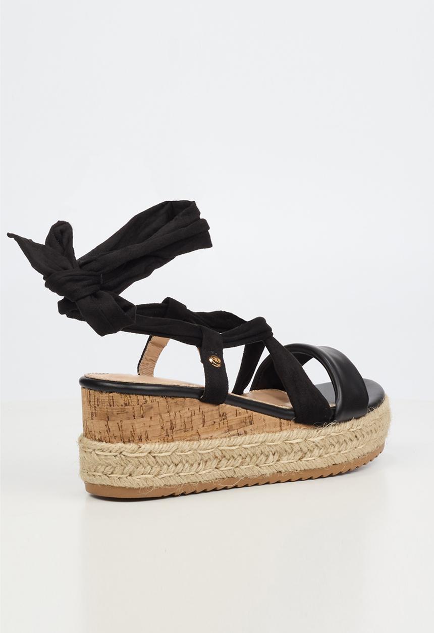 Miss Black - Steffi 14 strappy wedge - black