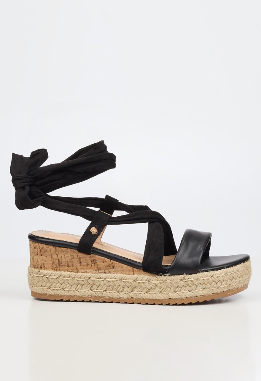 Miss Black - Steffi 14 strappy wedge - black