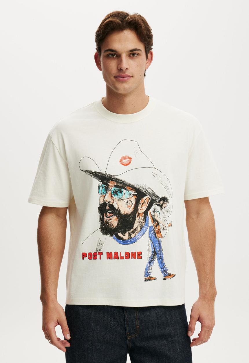 Cotton On - Everyday Fit Music T-Shirt-Lcn Bra Cloud / Post Malone - Sketch