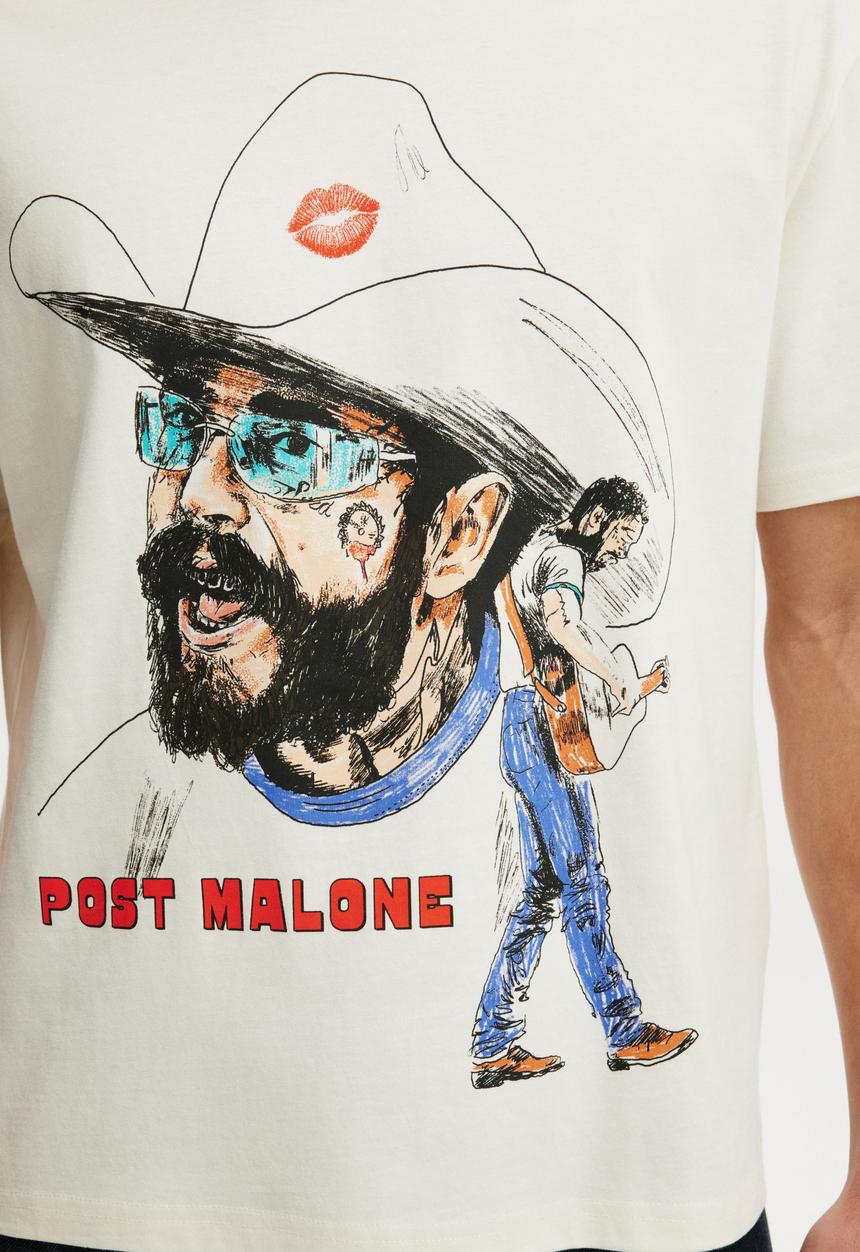 Cotton On - Everyday Fit Music T-Shirt-Lcn Bra Cloud / Post Malone - Sketch