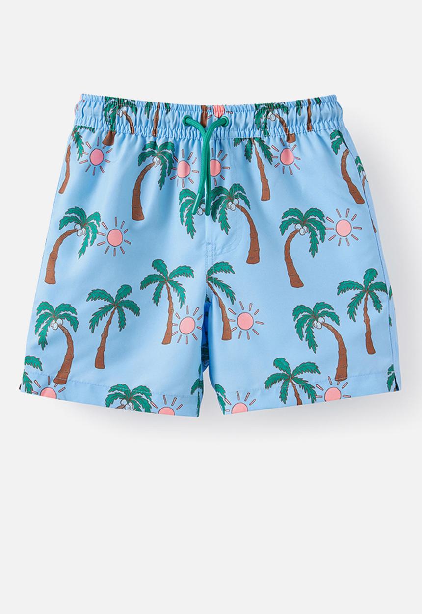 Cotton On - Bailey Board Short - Cloud Blue/Palms