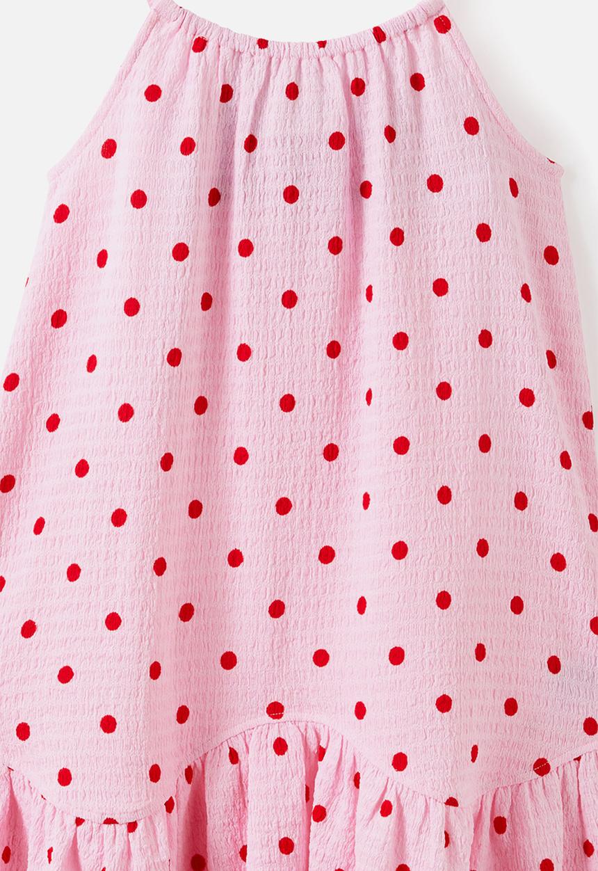Cotton On - Hazel Scalloped Sleeveless Dress - Ballet Pink/Varsity Red Polkadot