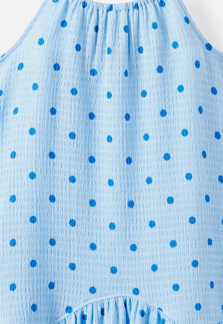 Cotton On - Hazel Scalloped Sleeveless Dress - Cloud Blue/Harbour Blue Polkadot