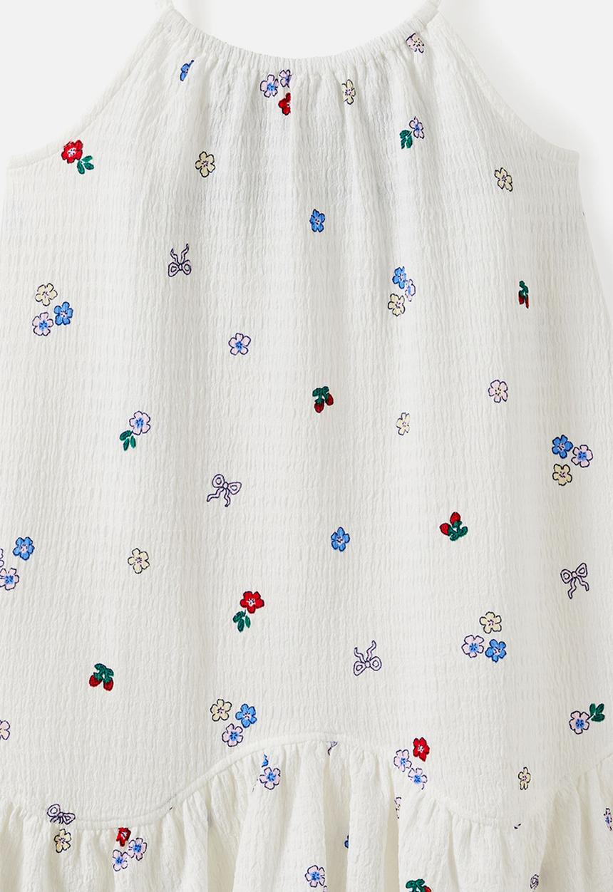 Cotton On - Hazel Scalloped Sleeveless Dress - Vanilla/Multi Ditsy Floral