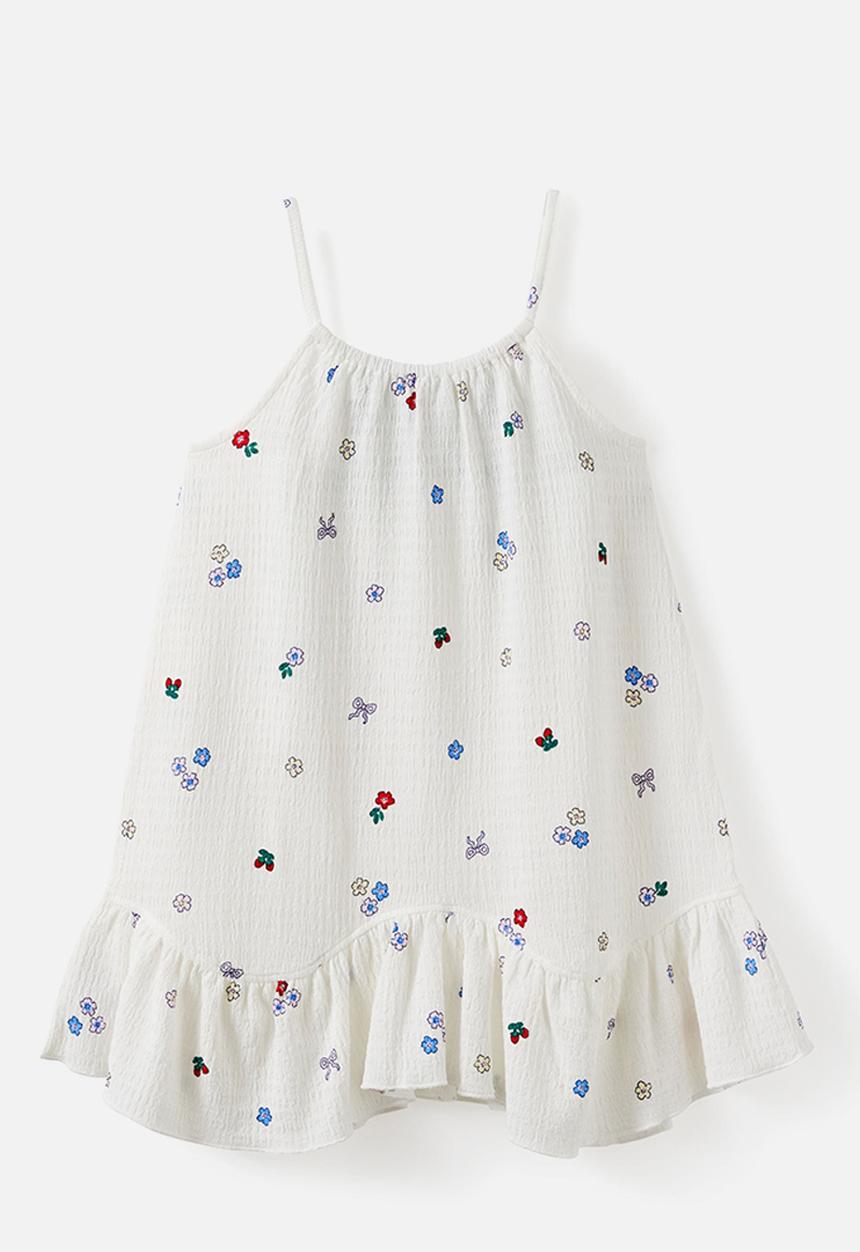 Cotton On - Hazel Scalloped Sleeveless Dress - Vanilla/Multi Ditsy Floral
