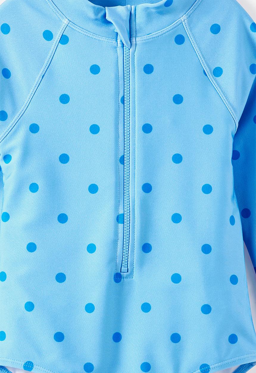 Cotton On - Long Sleeve One Piece Swimsuit - Blue Bonnet/Harbour Blue Polkadot