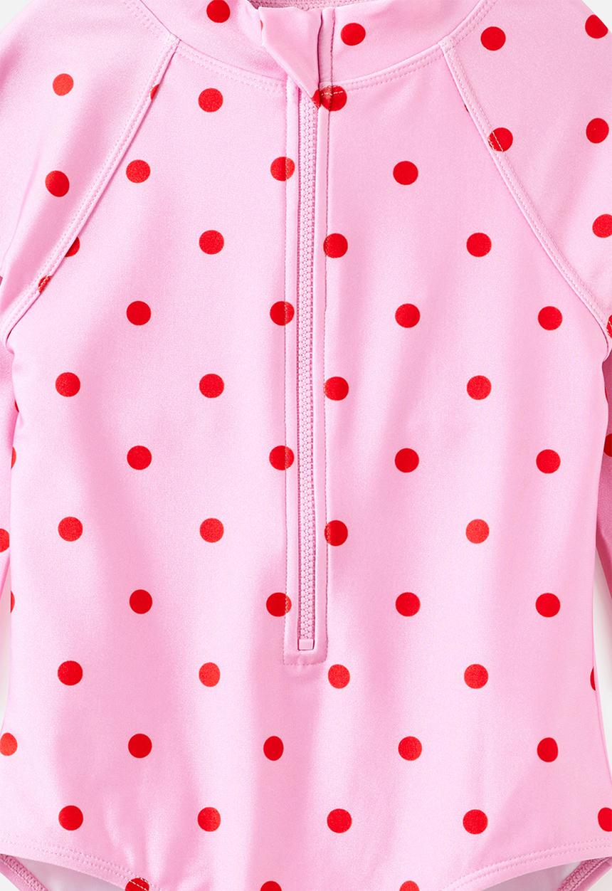 Cotton On - Long Sleeve One Piece Swimsuit - Strawberry Milk/Pop Red Polkadot