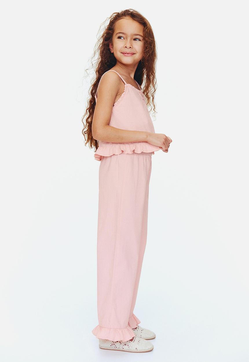 H&M - 2-piece frill-trimmed seersucker set - light pink