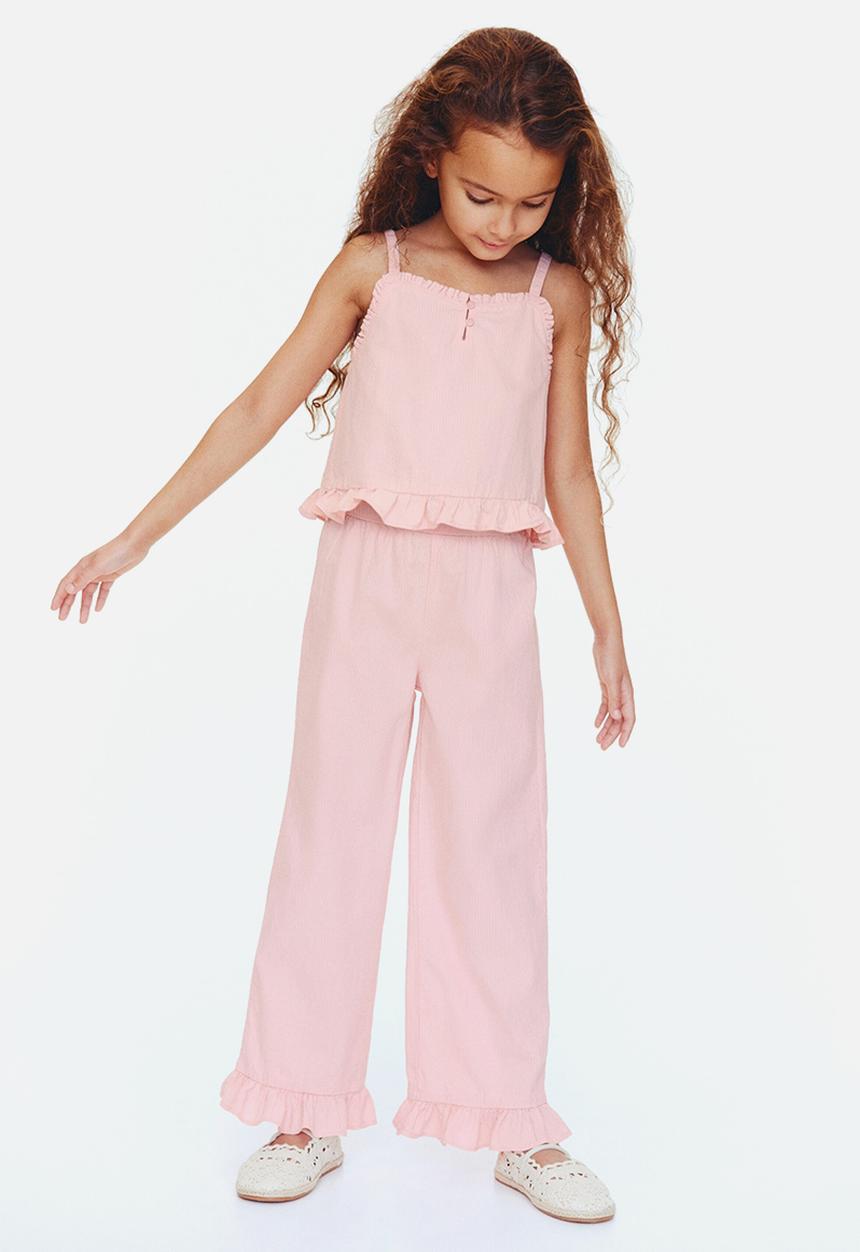 H&M - 2-piece frill-trimmed seersucker set - light pink