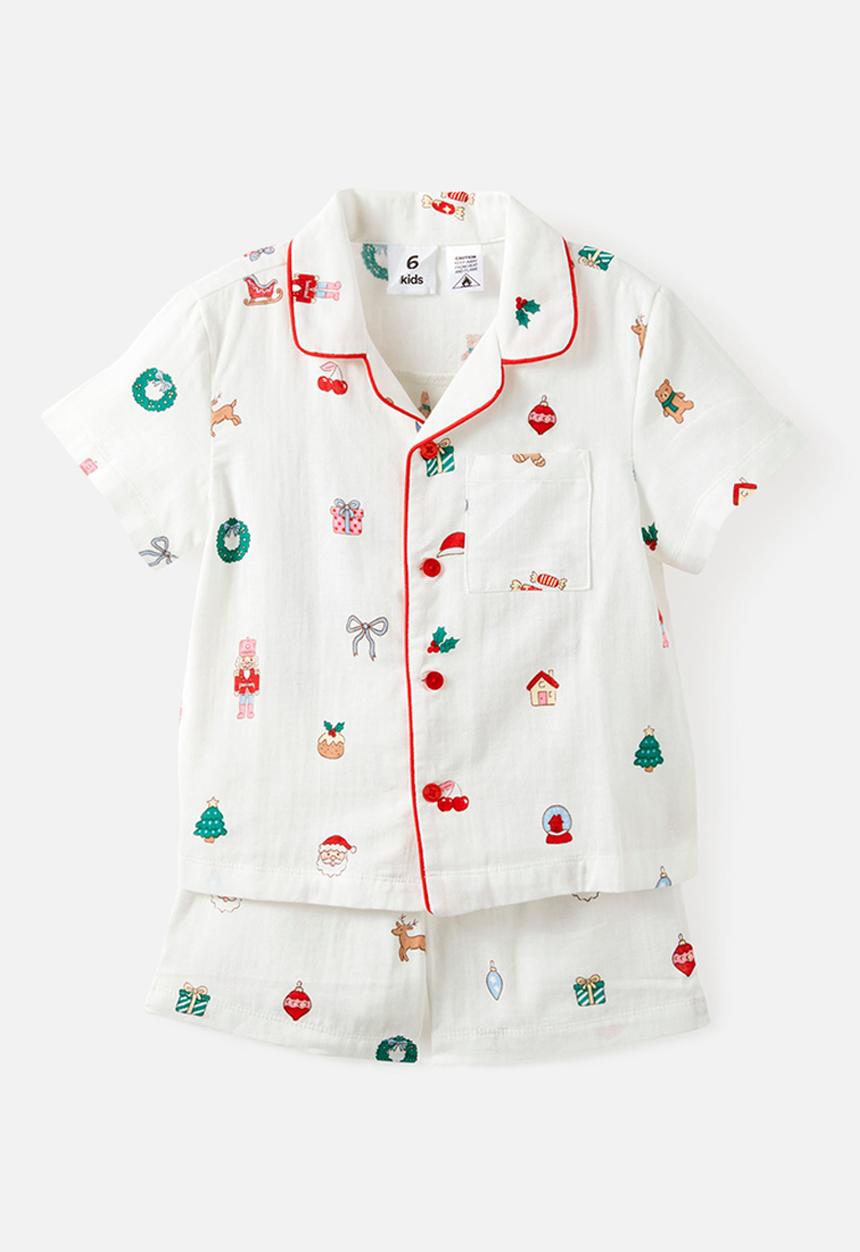 Cotton On - Kids Woven Family Xmas Pj Set - Vanilla/Everything Christmas