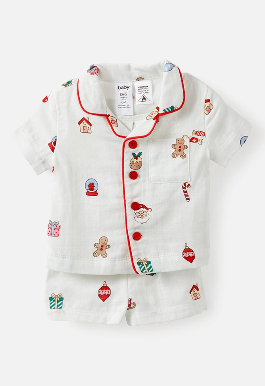 Cotton On - Baby Woven Family Xmas Pj Set - Vanilla/Everything Christmas