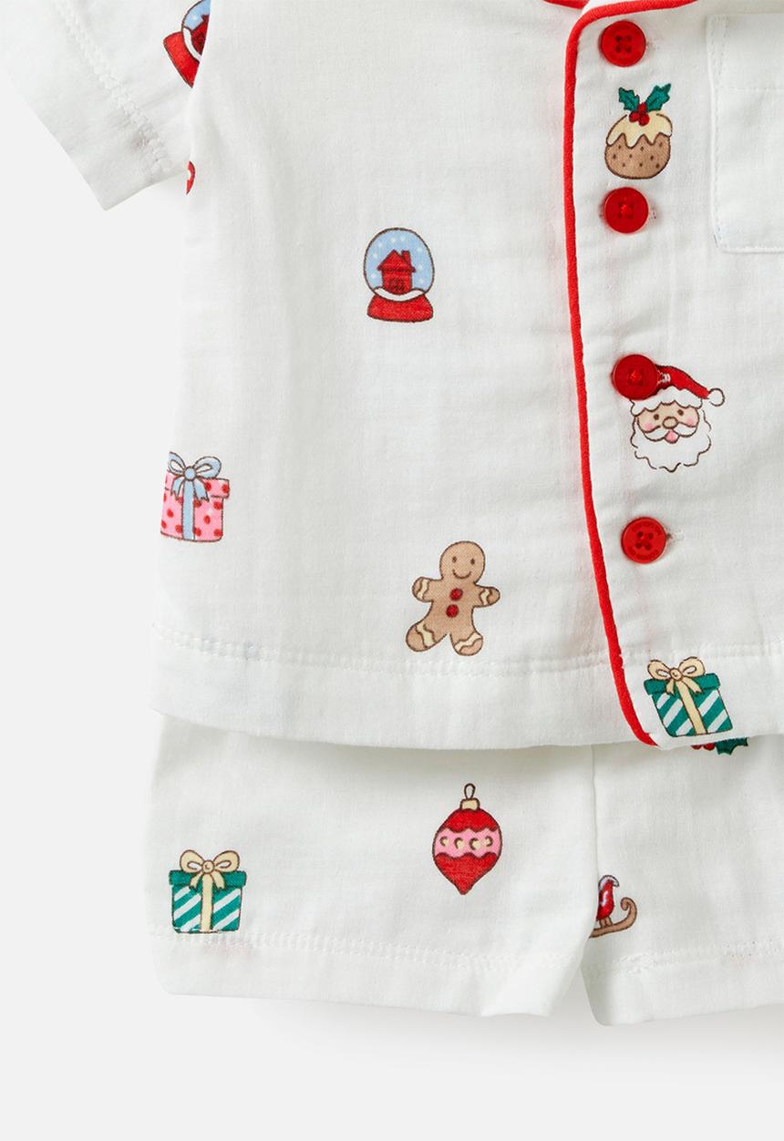 Cotton On - Baby Woven Family Xmas Pj Set - Vanilla/Everything Christmas
