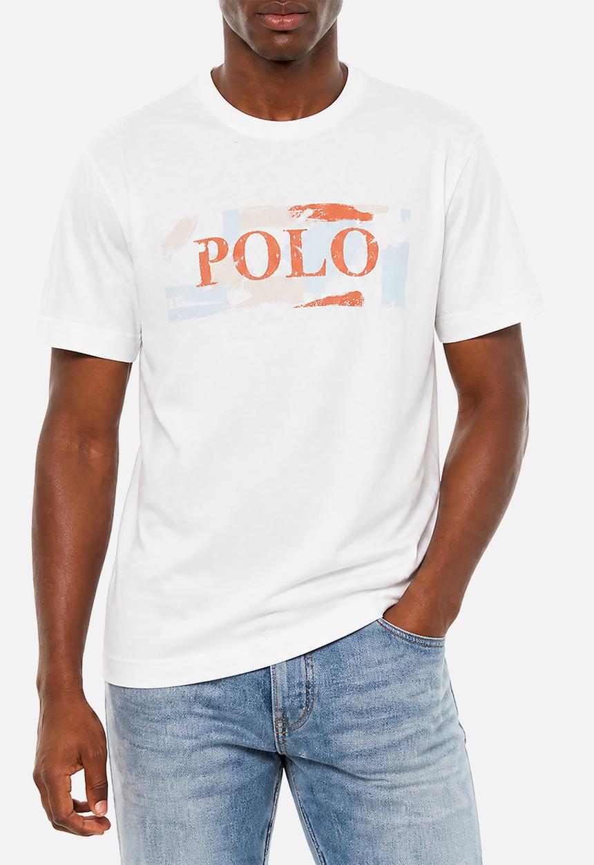 POLO - Mens abstract logo ss tee - white