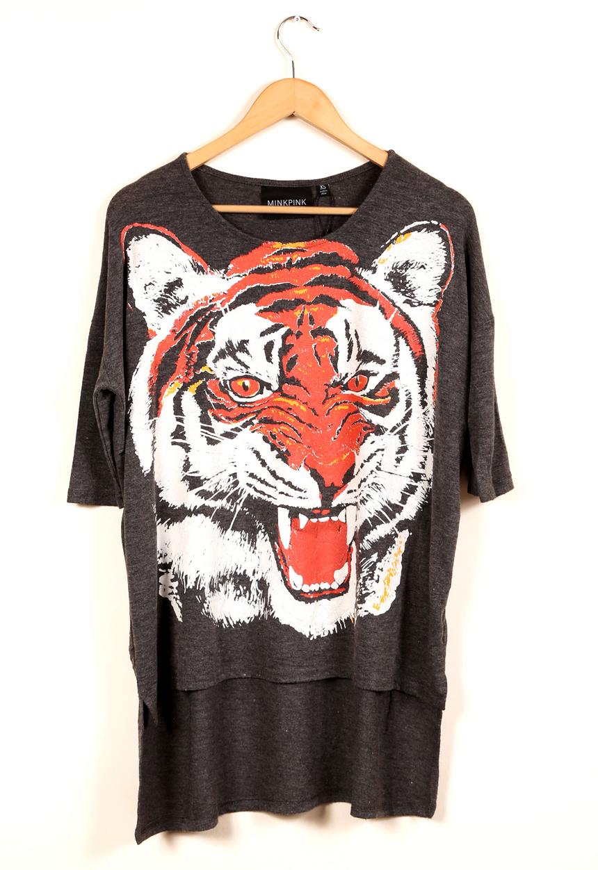 MINKPINK Fashion - Tiger Army Slouch Tee – Charcoal Marl